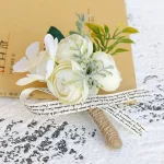 웨딩 액세서리 및 Boutonnieres 남성용 신랑 실크 로즈 Boutonniere 단추 구멍 인공 꽃 꽃다발 꽃다발 브로치 핀 - 이미지 6