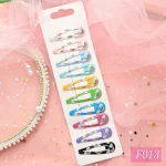 10PCS 만화 귀여운 고품질 인쇄 스냅 헤어 클립 어린이위한 솔리드 Matel 머리핀 소녀 헤어 액세서리 클립 - 이미지 4