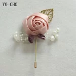 YO CHO Boutonniere 핀 꽃 신랑 들러리 corsmen 웨딩 신랑 Boutonniere 단추 구멍 결혼식 증인 Corsages Prom 액세서리