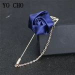 YO CHO 신랑 Boutonniere 코사지 핀 웨딩 실크 꽃 Groomsman Boutonnieres Buttonhole 웨딩 꽃 결혼 액세서리 - 이미지 6