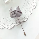 레드 Boutonnieres 웨딩 액세서리, 신랑 코사지 라펠 핀, 리본 장미 꽃, 남녀공용, 버튼홀 브로치, 결혼 무도회 장식 - 이미지 2