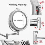 접이식 팔은 LED 조명으로 욕실 거울을 확장합니다. 7 인치 벽걸이 형 양면 스마트 화장품 메이크업 거울 - 이미지 4