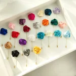 남자 신랑 Boutonniere 핀 웨딩 코사지 여성 브로치 꽃 장미 실크 Groomsman Buttonhole 결혼 정장 액세서리 댄스 파티 A