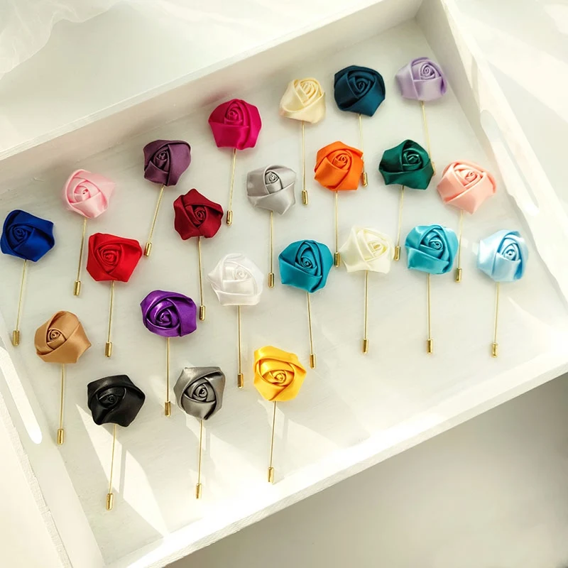 남자 신랑 Boutonniere 핀 웨딩 코사지 여성 브로치 꽃 장미 실크 Groomsman Buttonhole 결혼 정장 액세서리 댄스 파티 A