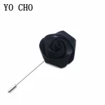 YO CHO 웨딩 Boutonniere 신랑 브로치 핀 실크 장미 꽃 단추 구멍 남성 정장 웨딩 꽃 액세서리 댄스 파티 장식 - 이미지 2