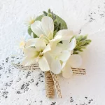 웨딩 액세서리 및 Boutonnieres 남성용 신랑 실크 로즈 Boutonniere 단추 구멍 인공 꽃 꽃다발 꽃다발 브로치 핀 - 이미지 3