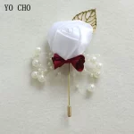 YO CHO Boutonniere 핀 꽃 신랑 들러리 corsmen 웨딩 신랑 Boutonniere 단추 구멍 결혼식 증인 Corsages Prom 액세서리 - 이미지 6