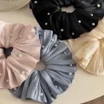 1PC 진주 대장 서클 패션 소녀 넥타이 대리석 헤어 로프 작은 신선한 백 포니 테일 기질 머리 로프