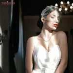 TOPQUEEN VA05 간단한 분리형 블러셔 베일, 처녀 파티 액세서리용 두 개의 빗에 진주가있는 새장 베일 - 이미지 4