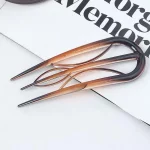 기하학 수지 헤어 포크 헤어 스타일 도구 방수 게으른 머리핀 헤어 액세서리 Hanfu 액세서리 잎 U 자형 헤어 스틱 - 이미지 3