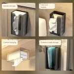 펀치 프리 화장지 홀더 박스, 방수 보관 화장지 보관 랙, 종이 타월, 주방 욕실 보관함 - 이미지 3