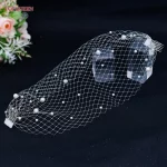 TOPQUEEN VA05 간단한 분리형 블러셔 베일, 처녀 파티 액세서리용 두 개의 빗에 진주가있는 새장 베일 - 이미지 5