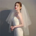 빗 저렴한 Voile Mariage Welon 액세서리와 컷 에지 2 레이어 웨딩 신부 베일 - 이미지 4