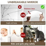 자체 접착 거울 시트, 유연한 비 유리 거울, 탈착식 거울 벽 스티커, 홈 룸 침실 3D 벽 장식 - 이미지 6