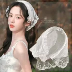 레트로 귀여운 삼각형 Turbans 헤어 밴드 여성 스트랩 Headscarf 레이스 프랑스어 목가적 인 스타일 로리타 머리띠 머리 장식 액세서리