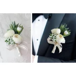 Boutonniere 꽃 코사지 핀 Boutonniere Buttonhole 남자 웨딩 팔찌 신부 들러리 웨딩 Buttonhole 증인 코사지 2024 - 이미지 2