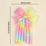 2Pcs 리본 술 헤어 클립 인기있는 달콤한 무지개 곱슬 리본 더블 포니 테일 머리핀 아기 소녀 헤어 액세서리 어린이위한 - 이미지 4