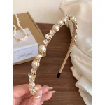 1PC 다이아몬드가 박힌 진주 헤어 후프, 라인스톤 머리띠, 코트 스타일 헤어 액세서리, 불규칙한 모양ABS - 이미지 3
