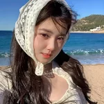 1PC 삼각형 레이스 스카프 흰색 달콤한 레이스 Turban Headscarf 여행 사진 머리띠 헤어 액세서리 적합한 숙녀 소녀 - 이미지 3