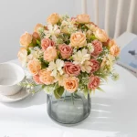 인공 꽃 실크 장미 웨딩 화환 홈 룸 테이블 축제 장식 신부 꽃다발 야외 마당 정원 DIY 선물 상자 - 이미지 2