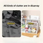 책상 편지지 주최자 크리 에이 티브 금속 펜 홀더 연필 파일 스토리지 랙 7 그리드 스토리지 박스 분할 컨테이너 사무실 액세스 - 이미지 5