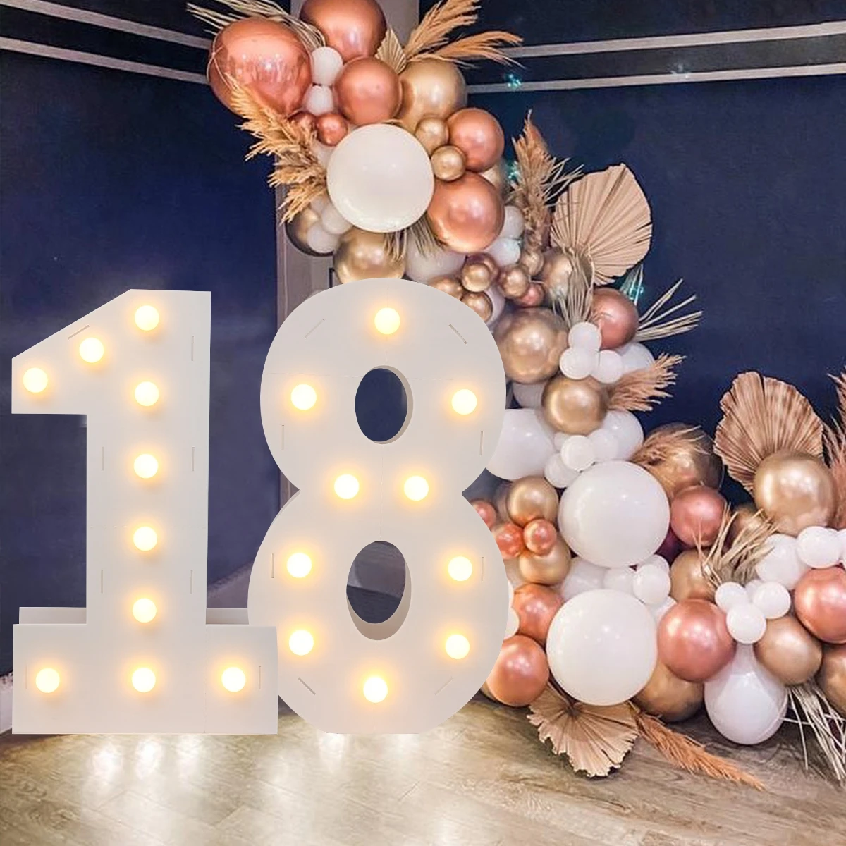 91.5CM 자이언트 넘버 Led 라이트 프레임 1 생일 웨딩 파티 장식 키즈 베이비 샤워 모자이크 디지털 표지판 풍선 필링 박스