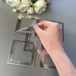 4/8/12pcs 기하학 거울 벽 스티커 아크릴 사각형 벽 데칼 자기 접착제 장식 스티커 DIY 룸 홈 장식 - 이미지 6