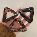 기하학 삼각형 대형 머리 발톱 클립 크랩 클램프 여자 여자 레오파드 포니 테일 홀더 헤어 바레트 헤어핀 헤어 액세서리 - 이미지 5