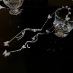 반짝이 소녀 헤어 후프 한국 스타일 빛나는 라인 석 머리띠 나비 술 머리핀 절묘한 보석 헤어 액세서리 - 이미지 5