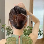 새로운 중국어 고대 스타일 잉크 워시 동백 술 머리핀 여자 꽃 코일 머리 단계 흔들리는 다목적 Hanfu 액세서리 - 이미지 2