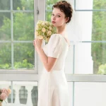 간단한 진주 구슬 짧은 웨딩 베일, 빗 포함, 결혼 어깨, 신부 베일 액세서리 - 이미지 3