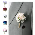 신랑 코사지 인공 브로치, 웨딩 파티 장식, 남녀공용, 단추 구멍 신부 - 이미지 5