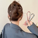 여성을위한 U 자형 아크릴 헤어 클립 한국 스타일 포니 테일 머리핀 패션 소녀 헤어 컬러 머리핀 - 이미지 3