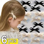 2/6pcs 소녀의 달콤한 Bowknot 헤어 클립 베이비 화이트 블랙 러블리 헤어핀 리본 보우 모자를 쓰고 있죠 달콤한 귀여운 잡아 클립 바레트 - 이미지 2
