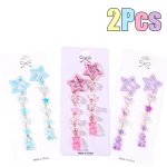 2Pcs Y2k 스타 헤어 클립 달콤한 미니 꽃 사탕 플라스틱 곰 크리스탈 펜던트 머리핀 모자를 쓰고 있죠 소녀 금속 자용 액세서리