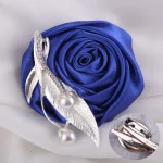 블루 로즈 웨딩 손목 코사지와 부토니에, 브로치, 신부 및 신랑의 결혼 드레싱 액세서리, 인공 꽃 - 이미지 5