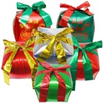 크리스마스 큐브 선물 상자 호일 풍선 빨간색과 녹색 선물 상자 풍선 눈사람 크리스마스 새해 크리스마스 테마 파티 장식