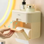 변기 종이 거치대 상자 거치대 욕실 랙 방수 릴 티슈 보관 상자, 펀치 프리 주방 욕실 보관 거치대 - 이미지 3