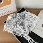 흰색 짠 꽃 레이스 헤어 스카프 랩 여성 달콤한 헤어 밴드 레트로 레이스 헤어 액세서리 통기성 삼각형 Headscarf - 이미지 4