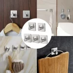 스테인레스 스틸 접착 후크 방수 자체 접착 벽 후크 헤비 듀티 수건 홀더 홈 주방 욕실 주최자 후크 - 이미지 5