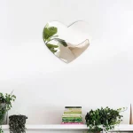 하트 모양의 거울 벽 스티커 발렌타인 데이 실버 이동식 자체 접착 - 이미지 4