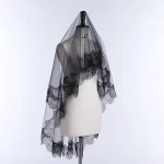 새로운 도착 신부 베일 한 레이어 여자 여자 블랙 만틸라 웨딩 베일 레이스 트림 할로윈 코스프레 의상 신부 Boda 2025 - 이미지 3