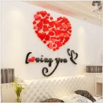 1 세트 사랑 심장 아크릴 벽 스티커 DIY 3D 거울 벽 스티커 거실 침실 배경 벽 웨딩 장식
