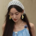 여성 프랑스어 컨트리 스타일 레이스 메쉬 삼각형 스카프 봄 여름 꽃 머리 스카프 우아한 Headwrap 보헤미안 헤어 액세서리 - 이미지 2