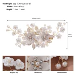 클래식 수제 라인스톤 진주 꽃 헤어 클립 신부 웨딩 헤어 쥬얼리 액세서리, 들러리 티아라 헤드피스 - 이미지 6