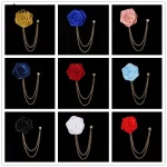 Boutonniere 웨딩 코사지 천, 수제 장미 꽃 브로치, 라펠 핀 배지, 술 체인, 남성 정장 액세서리 - 이미지 6