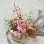 웨딩 인공 꽃 실크 로즈 Boutonniere Ribbion 손목 코사지 Botonier Para Novio Boda - 이미지 5