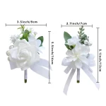 1PC 웨딩 신부 신랑 가슴 꽃 인공 장미 진주 옷깃 꽃 결혼식 축제 연회 장식 꽃 - 이미지 6