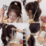 높은 포니 테일 고무 밴드 헤어 밴드 탄성 머리 밧줄 여성을위한 한국어 Scrunchies 헤어 타이 매듭 헤어 밧줄 헤어 액세서리 - 이미지 2