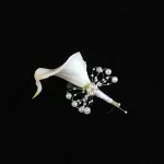 신랑용 화이트 칼라 릴리 코사지, 크리스탈 진주, Boutonniere 결혼, Alfileres boda invitadas